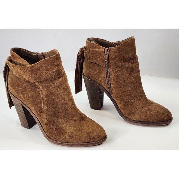 Vince Camuto Linford Boots Womens Size 6M Brown Suede Tasseled Ankle Booties - Picture 5 of 12